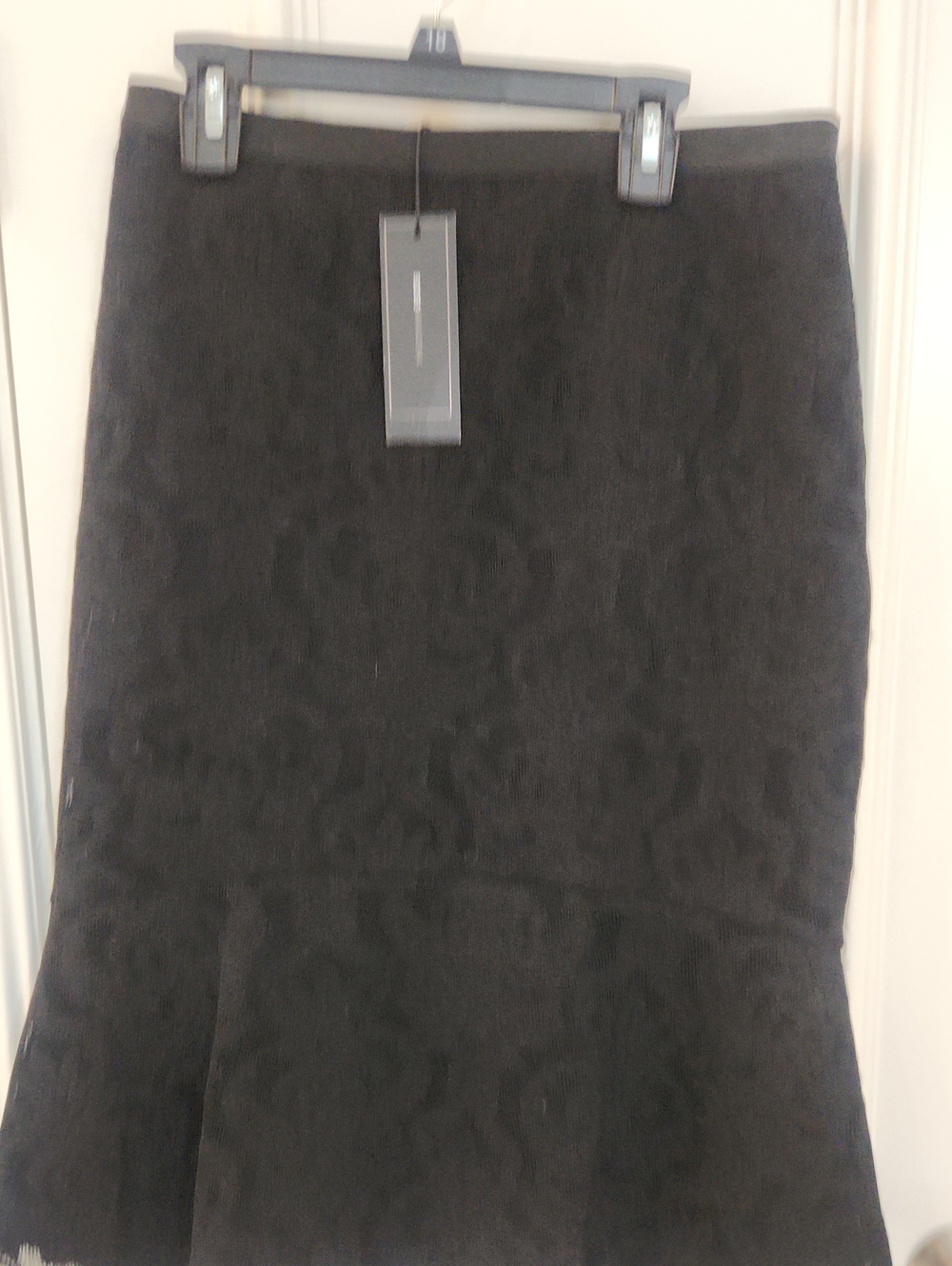 BCBGMaxAzria Black Midi Skirt with Subtle Pattern